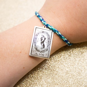 Gay Pride Flag, Metal Tarot Charm, Major Arcana, Rope Bracelet, Men Loving Men, MLM Pride Flag, LGBT Pride Bracelet, Queer Pride Month