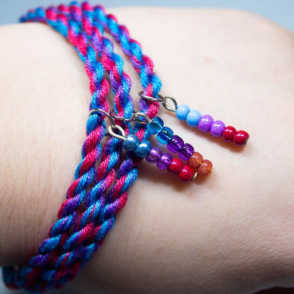 Androgyne Flag Twist Bracelet with Beaded Pendant,  LGBTQ Pride Adjustable Bracelet, Androgyne Pride, Queer Pride Month, Androgynous Pride