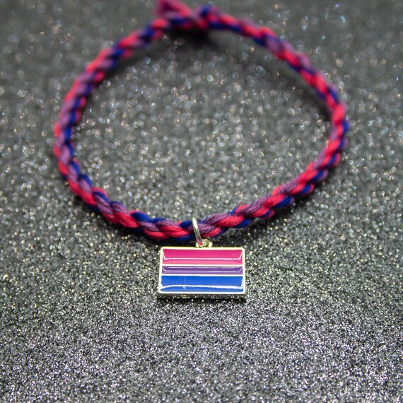 Bisexual Flag Twist Friendship Bracelet With Bi Flag Charm