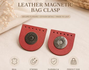 Magnetic Bag Clasps with Leather Base Sew-On Snap Closure for Handmade Purses