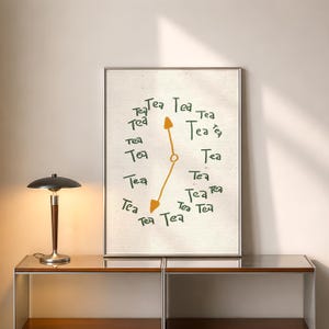 Reloj de té impreso físico, regalo para amantes del té, regalo para ella, regalo para mamá, arte de pared para cocina, letrero para estación de té, decoración para la hora del té, regalo para anfitriona, SIN MARCO