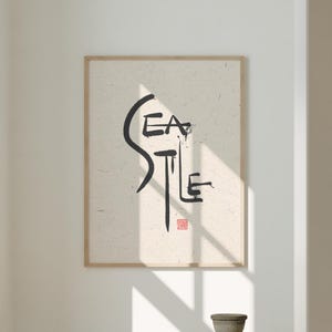 Seattle Calligraphy Wall Art Modern City Print Digital Download For Office Cubicle Decor Anniversary Or Moving Away Gift Decor