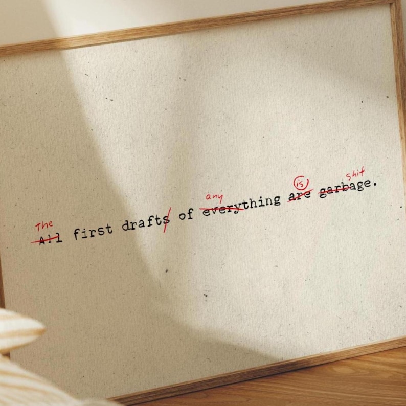 The First Draft Of Anything Is Shit Quote Print Writing Wall Art Afdrukbare digitale download afbeelding 2
