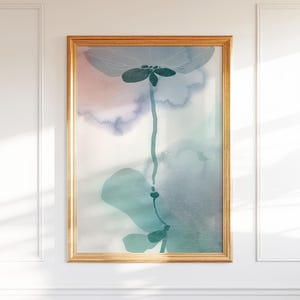 Zen Lotus Wall Art – Minimalist Botanical Digital Print, Ink Flower Poster, Watercolor Plant Artwork for Meditative, Nature-Inspired Decor