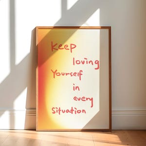 Keep Loving Yourself Motivational Quote Poster Modern Gradient Digital Print Positive Affirmation Wall Art Self Love Room Decor Download