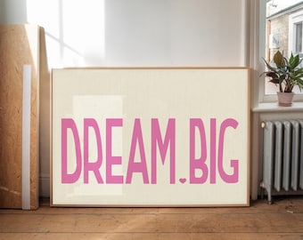 PHYSICAL PRINT Dream Big Quote Bold Typography Wall Art Motivational Kids Bedroom Classroom Back To School Nursery UNFRAMED