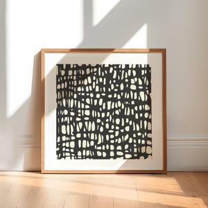 Black Abstract Pattern Wall Art Modern Geometric Print Minimalist Square Printable Digital Download