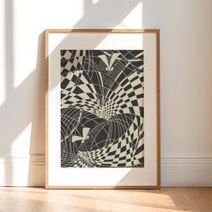 Abstract Black and White Optical Illusion Wall Art Print – Modern Geometric Poster, Minimalist Digital Artwork for Home Decor Download