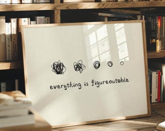 IMPRESIÓN FÍSICA Todo tiene solución Arte de pared moderno para oficina Regalo para emprendedores Póster con cita motivacional Decoración para trabajar desde casa SIN MARCO