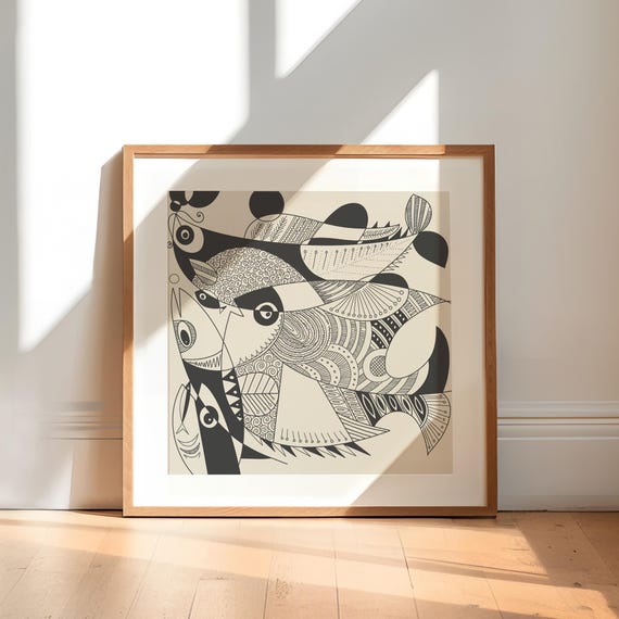 抽象的な魚の絵画 抽象的な魚の油彩画の通販はau PAY