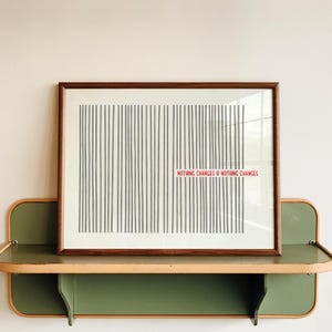 Si nada cambia, nada cambia. Póster horizontal con rayas negras, arte de pared minimalista, estilo Bauhaus moderno, decoración tipo loft, descarga digital.