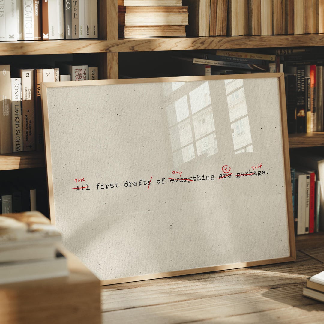 PHYSICAL PRINT Ernest Hemingway Quote the First Draft of Anything is ...