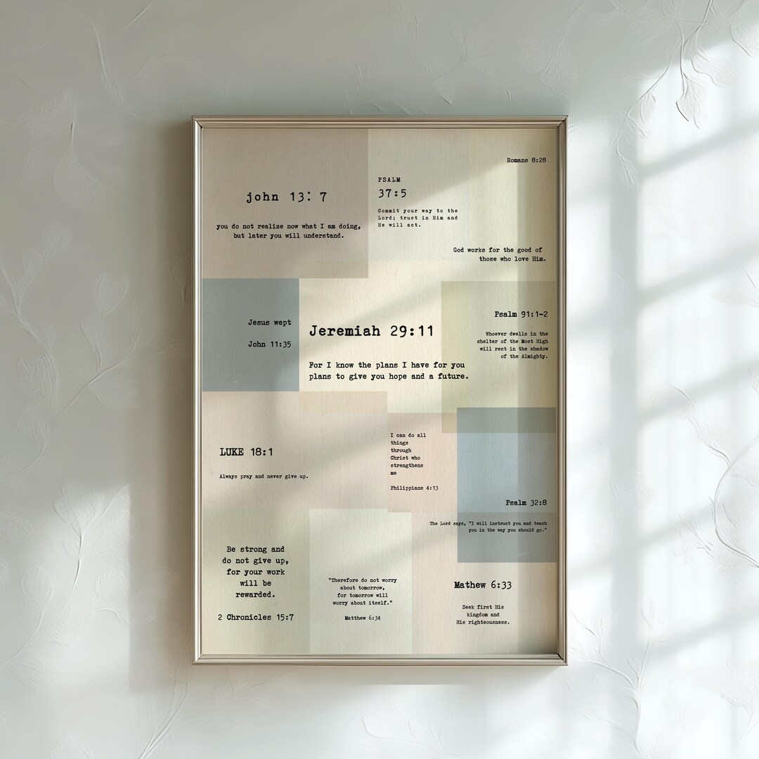 PHYSICAL PRINT Bible Verse Collage Poster Scripture Wall Art Christian ...