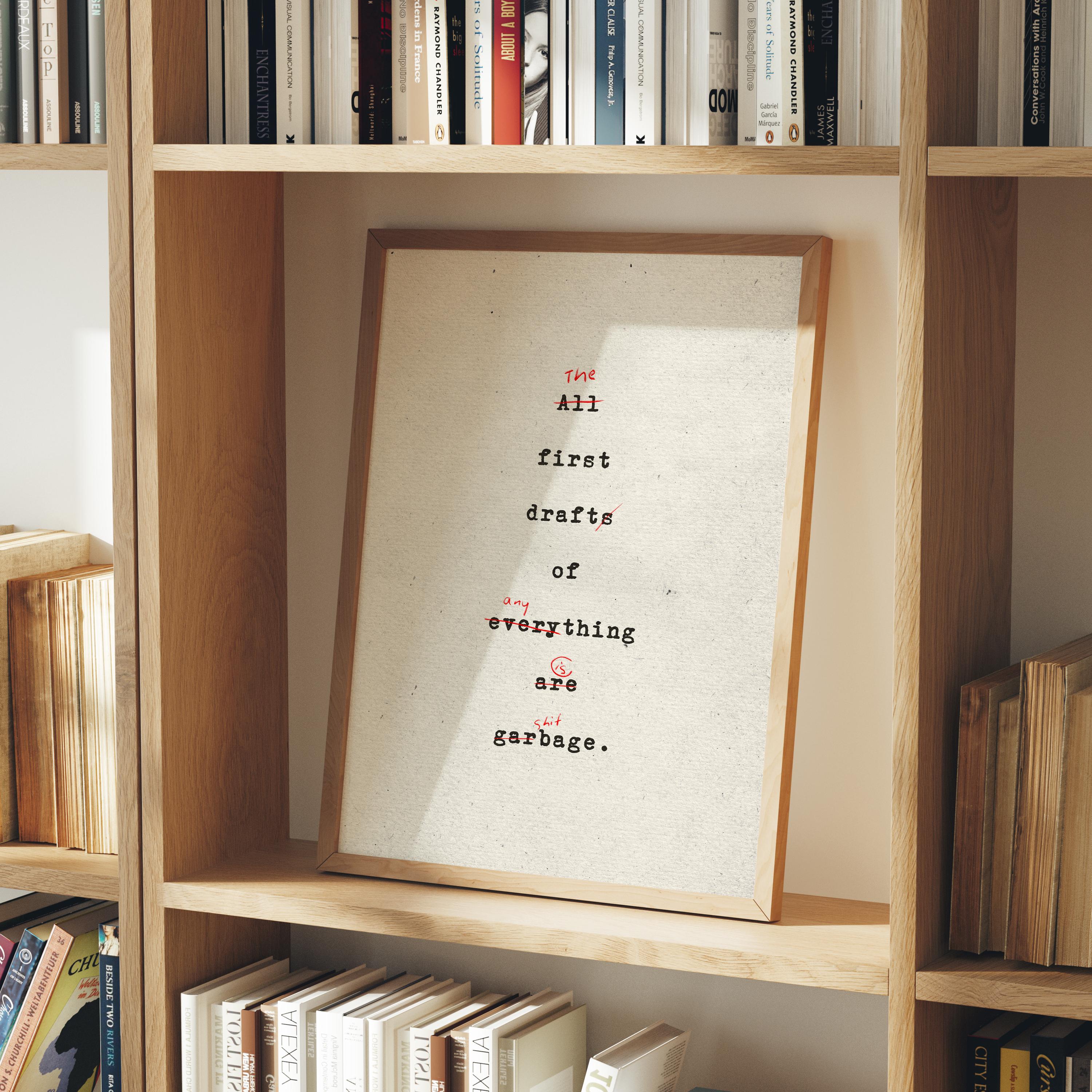 PHYSICAL PRINT Ernest Hemingway Quote the First Draft of Anything is ...