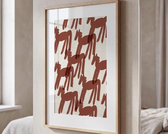 Modern Chinese Zodiac Horse Wall Art Minimalist Animal Pattern Kids Room Print Year Of The Horse Nursery Decor Digital Download