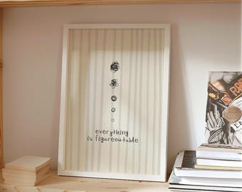 FRAMED Everything Is Figureoutable Quote Print Minimalist Striped Line Art Wall Art Poster Therapist Counseling Office Bookshelf Decor