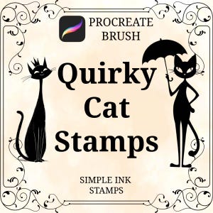 Quirky Cats Procreate Stamp Set – 50 Fun & Whimsical Cat Brushes for Digital Art