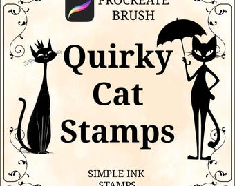 Quirky Cats Procreate Stamp Set – 50 Fun & Whimsical Cat Brushes for Digital Art