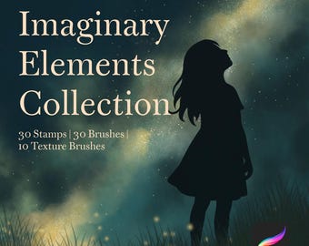 Procreate Brushes – Imaginary Elements Collection | 70 Fantasy Stamps, Textures & Watercolor Brushes