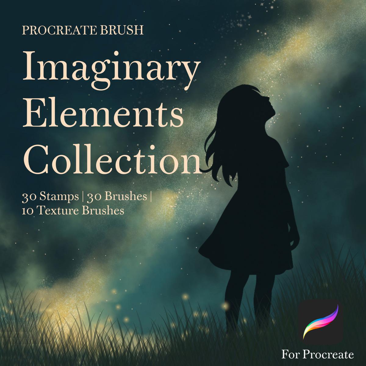 Procreate Brushes – 70 Brushset | Stamps, Textures, Watercolor, Emboss & Patterns | Moon, Butterfly, Whale, Girl Motifs