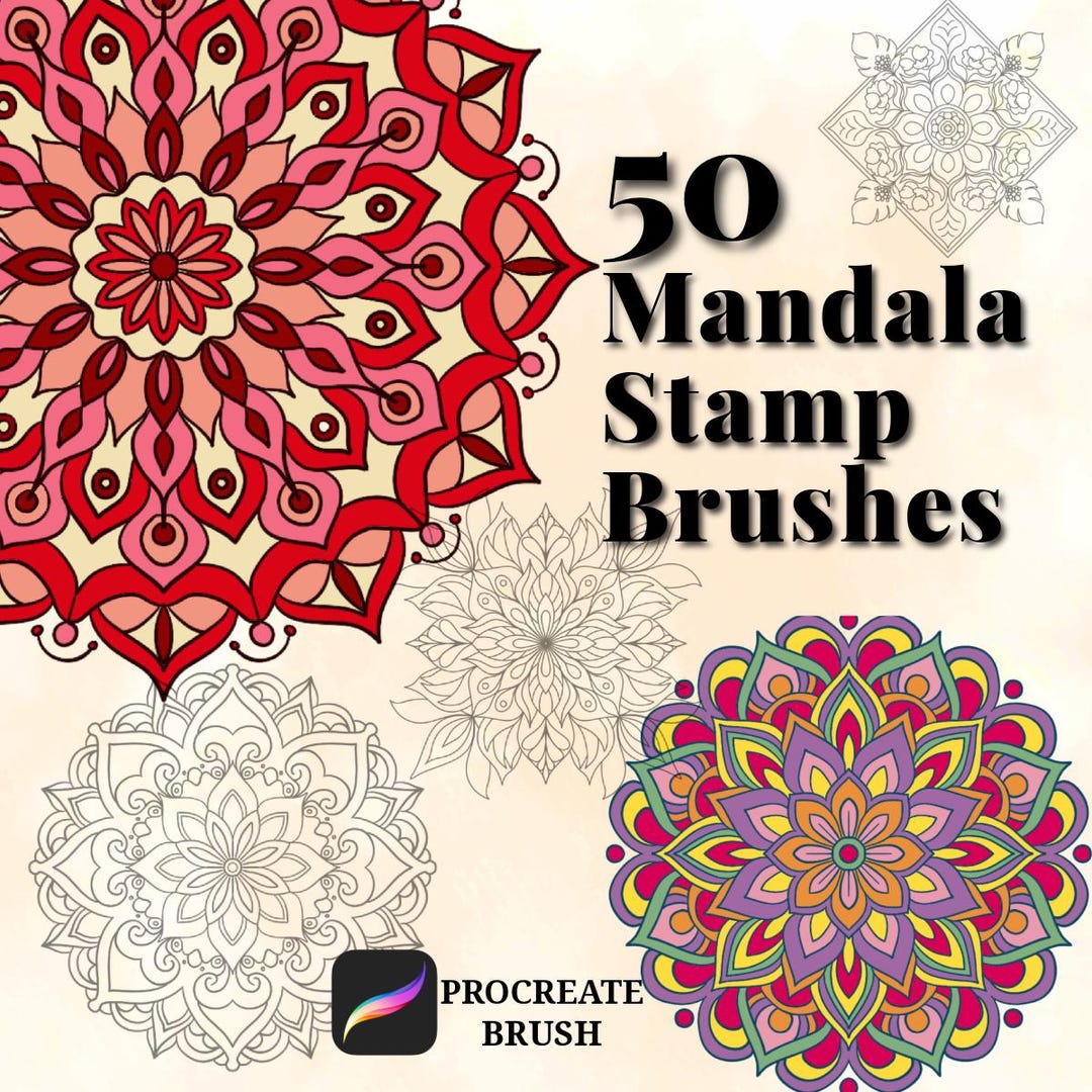 Mandala Stamp Brushes – 50 Procreate Brushes | Intricate Mandala Stamps ...