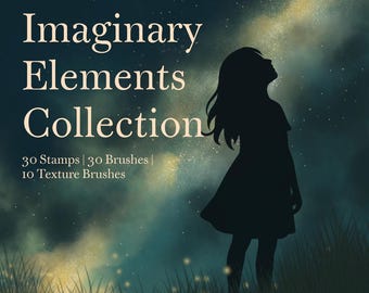 Procreate Photoshop Affinity Penselen – Imaginaire Elementen Collectie | 70 fantasiestempels, texturen en aquarelpenselen