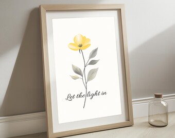 Printable Wall Art, Minimalist Floral Digital Download, Yellow Flower Art Print, print blumenstrauss