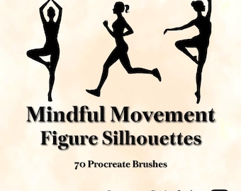 Procreate Stamps Female - 70 Yoga Dance Silhouettes | Woman Figure Brushes