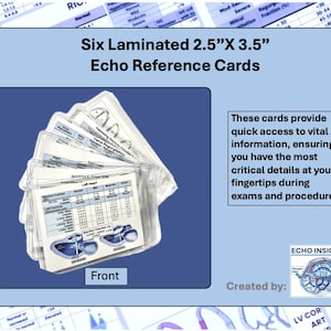 Echo Badge Reference Cards, Cardiac Sonography, Ultrasound, Echocardiography, Echo Tech,  Measurements, Cardiology, Severity Scales