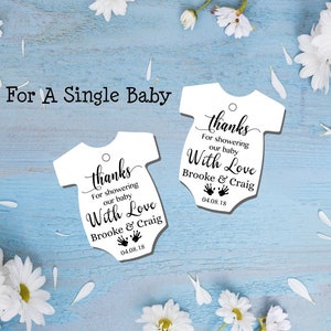 DIY Instant download onesie tags thank you for showering our baby shower tags shirt favor baby shower editable printable PDF