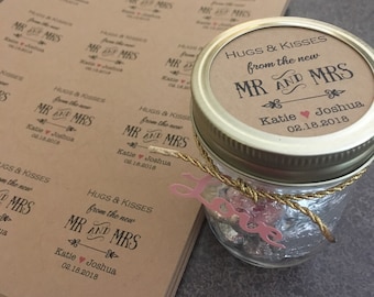 INSTANT PRINTABLE 2.5" Hugs and kisses tags Hugs and kisses from mr and mrs Wedding favor tags Wedding tags Mason Jar tags custom thank you