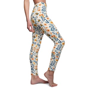 Floral Print Leggings, Stylish Activewear for Women, Comfortable Everyday Leggings, Perfect for Yoga or Casual Wear, Gift for Her