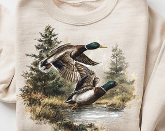 Vintage 90s Mallard Ducks Sweatshirt, Wildlife Pullover, Boho Cabincore Crewneck, Cozy Season Rustic Cabin T-Shirt, Retro Graphic Tshirt