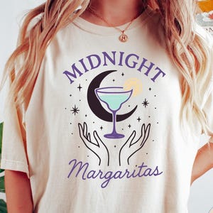 Midnight Margaritas T-Shirt, Tequila Shirt, Witchy Tee, Soft Unisex Tshirt, Wine Margarita, Spooky T-shirt, Halloween Shirt, Drinking Gift