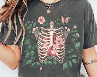 Skeleton Plant Body T-Shirt, Plant Lover Shirt, Nature Outfit, Garden Lover Gift, Plant Mom, Monstera Tee, Graphic Tshirt, Gardening Attire