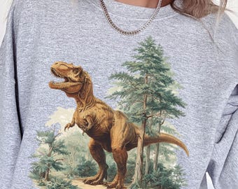 Vintage 90s Dinosaur Graphic Sweatshirt, Rex & Triceratops Sweater