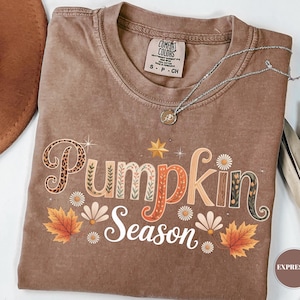 Komfort Farben Kürbis Saison T-Shirt, Herbst Herbst Tshirt, Thanksgiving Tee, Herbst Kürbis Patch Shirt, süßes Geschenk für sie, übergroßes Tshirt
