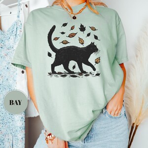Black Cat Autumn Sweatshirt, Cat Graphic Tee, Gift For Cat Lovers, Cat Moms, Cozy Women Sweatshirt, Kitten Mom Sweater, Comfy Fall T-Shirt image 8