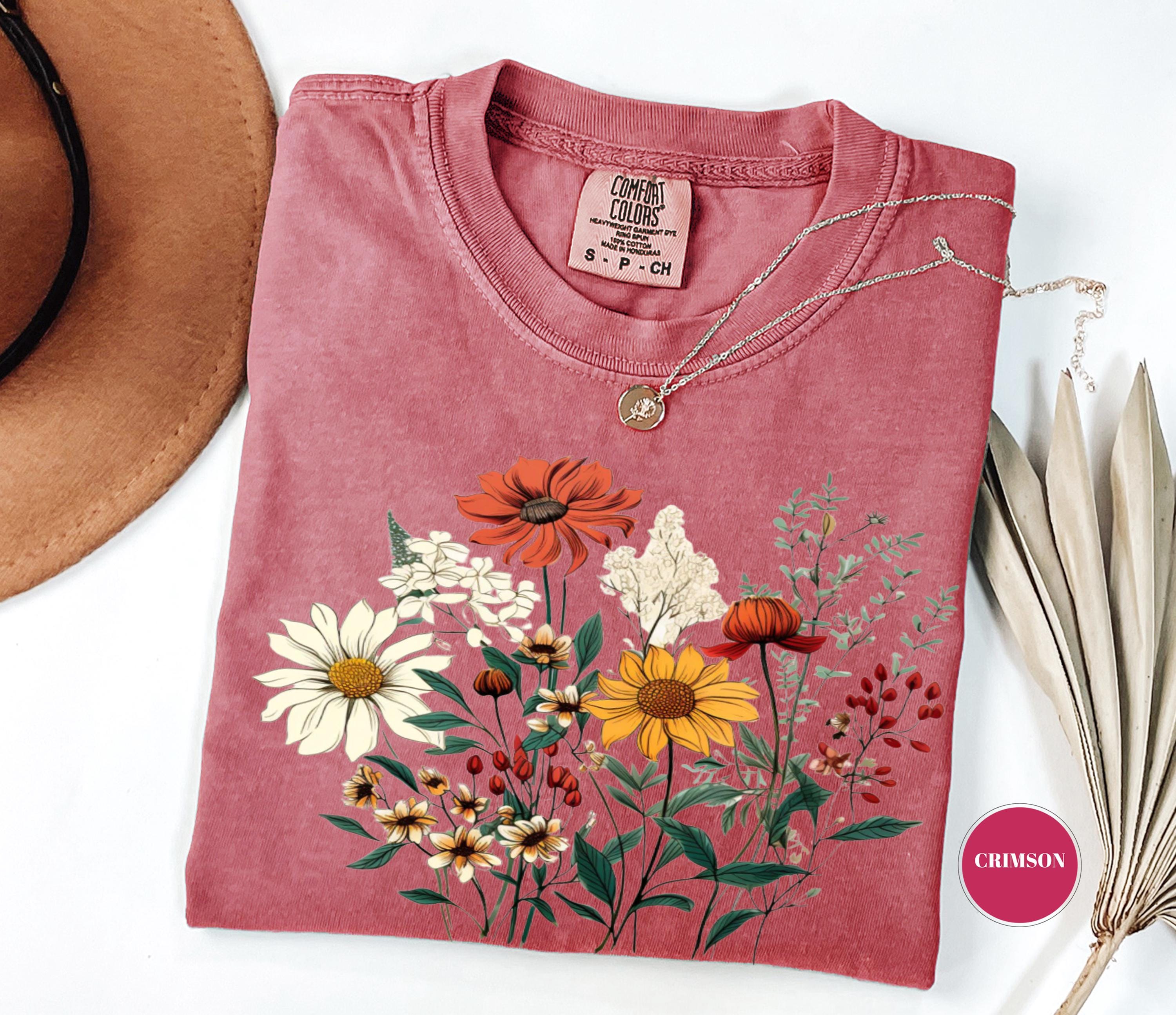Vintage Comfort Colors® Wildflowers T-shirt, Boho Cottagecore Tshirt ...