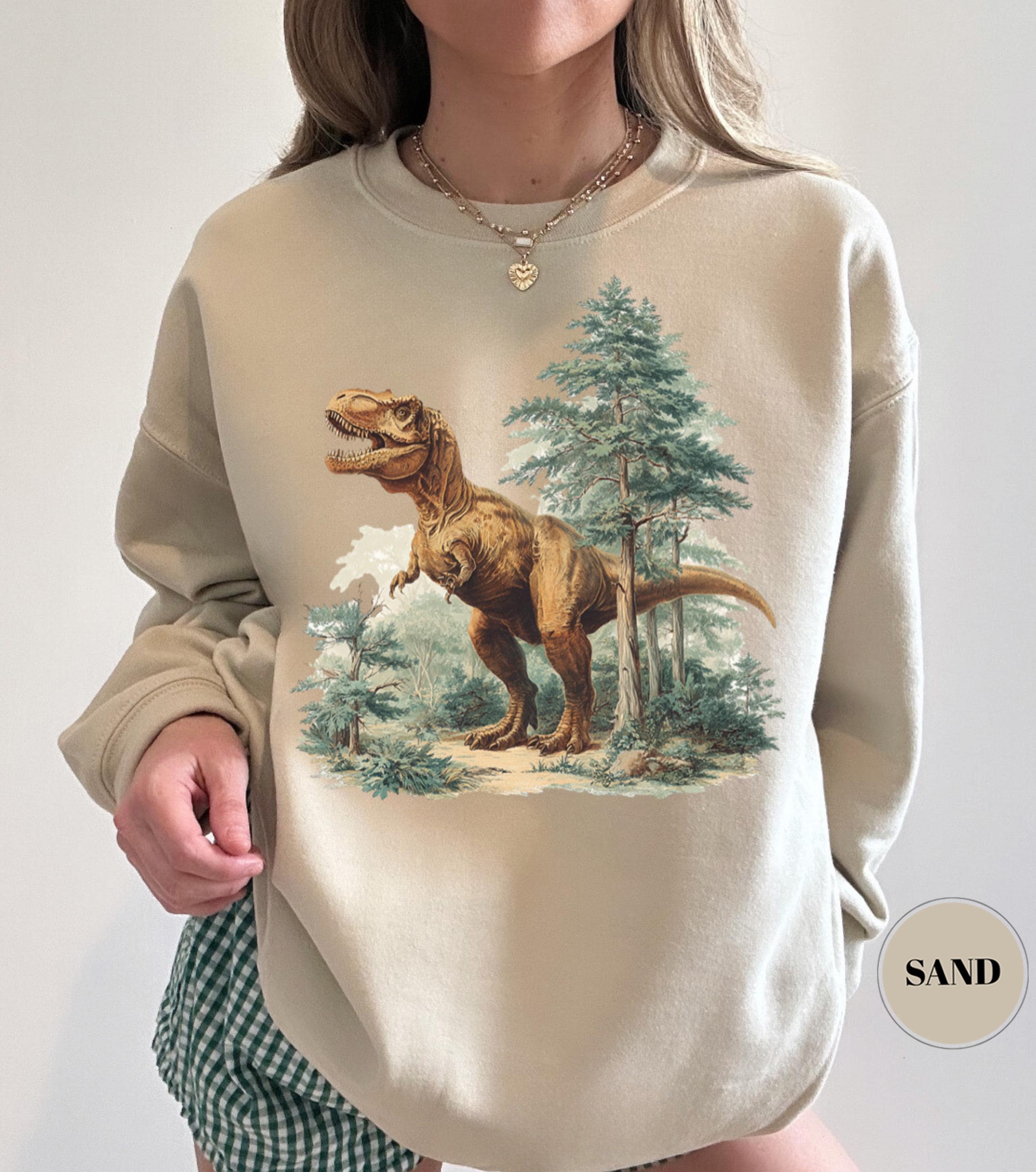 Vintage 90s Dinosaur Graphic Sweatshirt, Rex & Triceratops Sweater