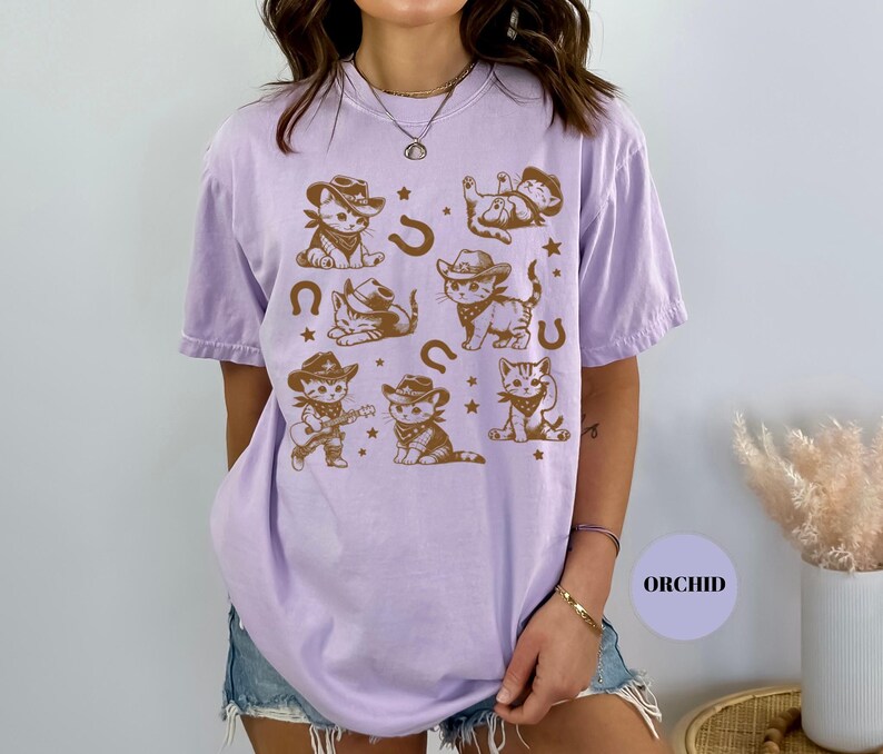 Comfort Colors Cowboy Kittens T-Shirt, Funny Cat Shirt, Vintage Oversized Tee, Retro Western Shirt, Kitten Aesthetic Graphic Tshirt image 5