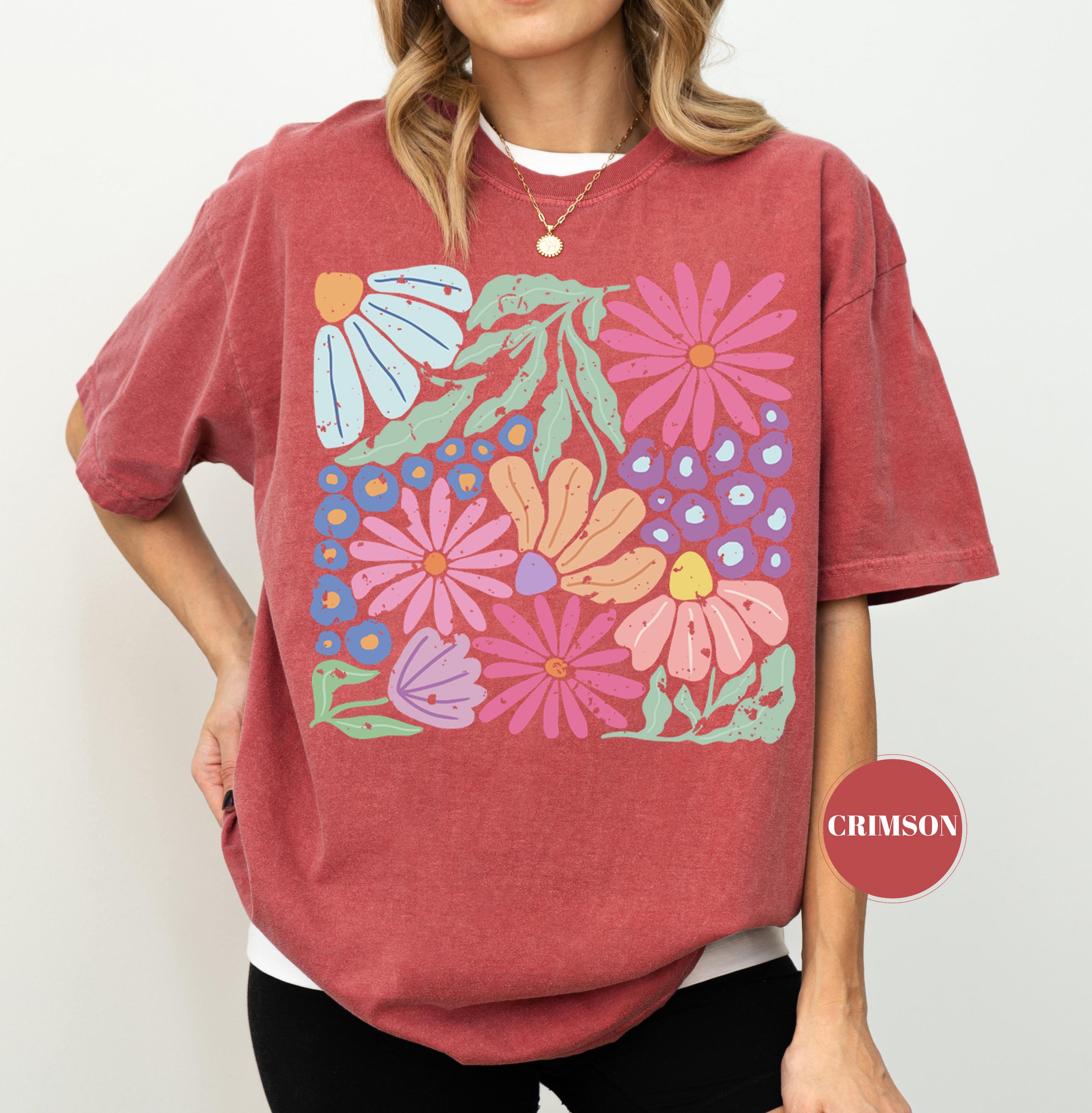 Trendy Boho Floral T-Shirt, Comfort Colors Shirt, Flower Graphic Tshirt, Cute Spring Garden Botanical Top, Summer Gift for Her, Women's Tee