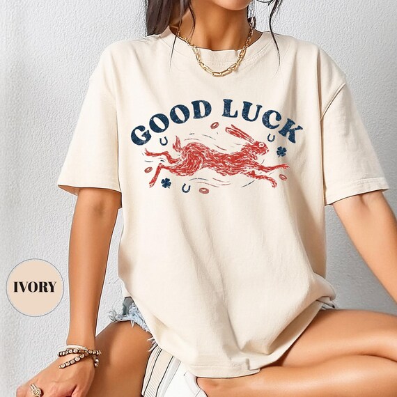 Comfort Colors® Lucky Rabbit T-Shirt, Lucky Charm Shirt, Cute Bunny Tee, Women's Unisex Cotton Top, Aesthetic Graphic Tshirt, Vintage Attire