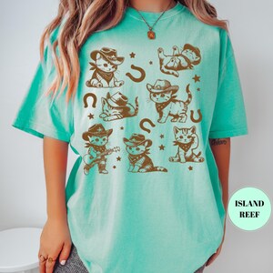 Comfort Colors Cowboy Kittens T-Shirt, Funny Cat Shirt, Vintage Oversized Tee, Retro Western Shirt, Kitten Aesthetic Graphic Tshirt image 2