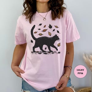 Black Cat Autumn Sweatshirt, Cat Graphic Tee, Gift For Cat Lovers, Cat Moms, Cozy Women Sweatshirt, Kitten Mom Sweater, Comfy Fall T-Shirt image 7