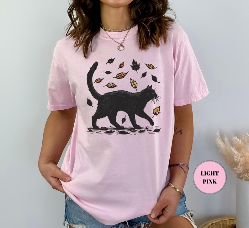 Black Cat Autumn Sweatshirt, Cat Graphic Tee, Gift For Cat Lovers, Cat Moms, Cozy Women Sweatshirt, Kitten Mom Sweater, Comfy Fall T-Shirt image 7