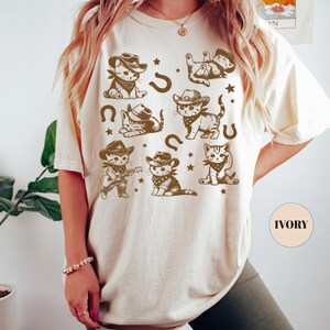 Comfort Colors Cowboy Kittens T-Shirt, Funny Cat Shirt, Vintage Oversized Tee, Retro Western Shirt, Kitten Aesthetic Graphic Tshirt image 4