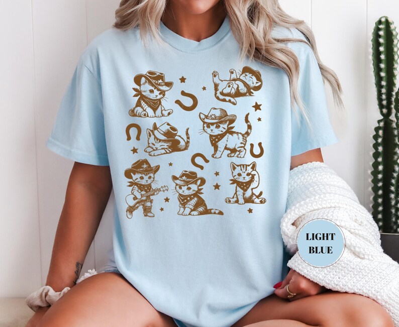 Comfort Colors Cowboy Kittens T-Shirt, Funny Cat Shirt, Vintage Oversized Tee, Retro Western Shirt, Kitten Aesthetic Graphic Tshirt image 7