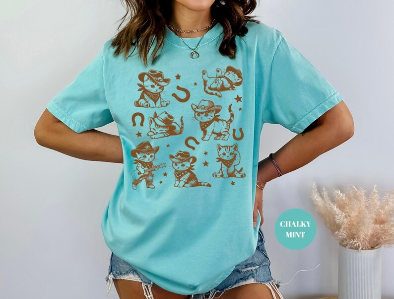 Comfort Colors Cowboy Kittens T-Shirt, Funny Cat Shirt, Vintage Oversized Tee, Retro Western Shirt, Kitten Aesthetic Graphic Tshirt image 8