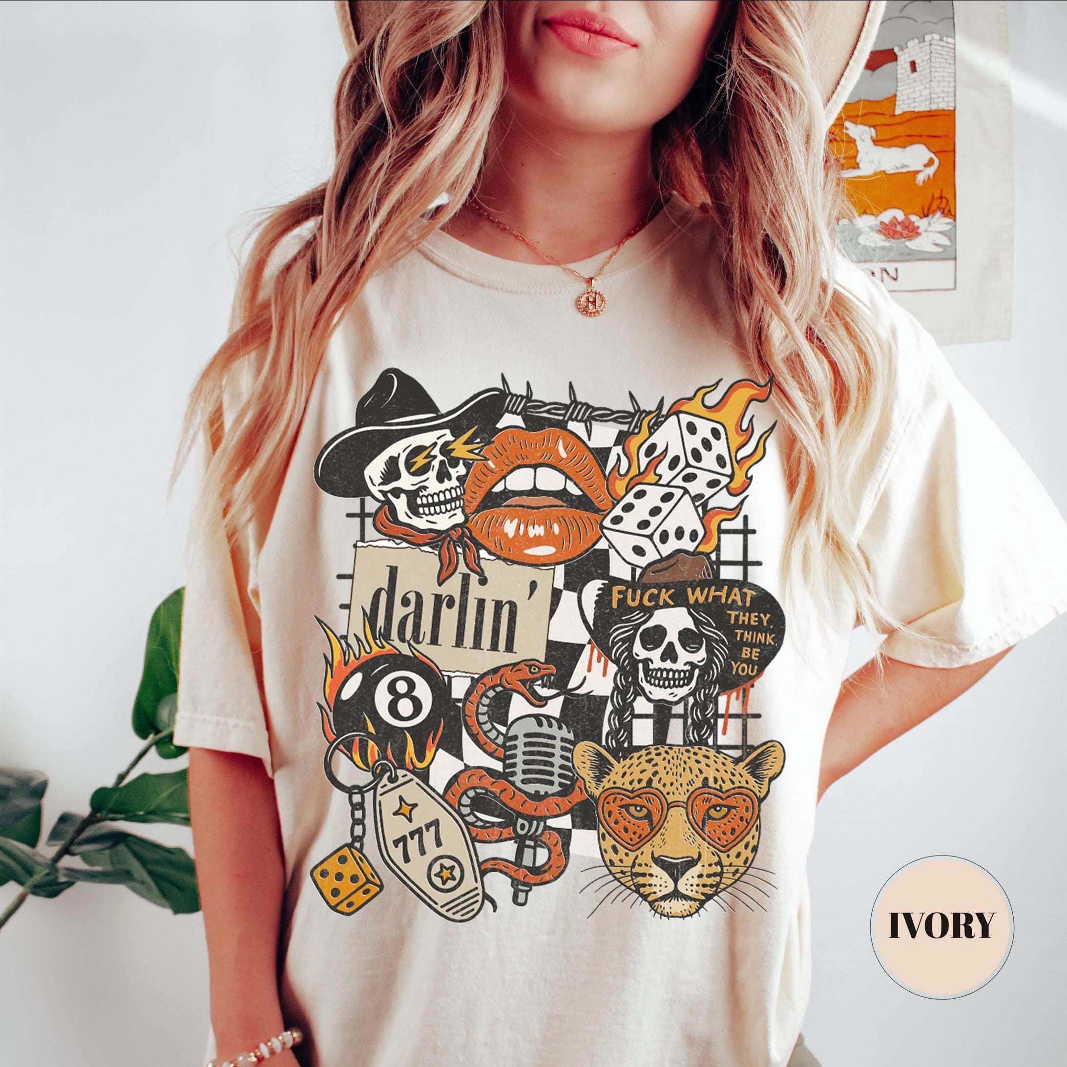 Western Y2k Graphic T-shirt, Vintage Skull Leopard Sweatshirt